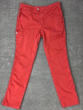 Teleria Zed Dyed Touch Chino Pants Mens 36 Measures 34x31 Red Cotton Italy